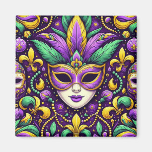 Mardi Gras mask/beads/fleur de lis Magnet