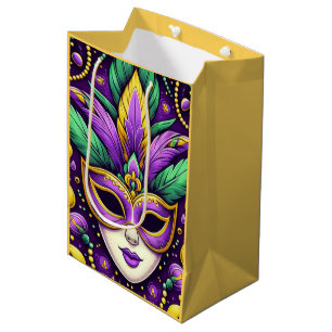 Mardi Gras mask/beads/fleur de lis Medium Gift Bag
