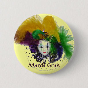 Mardi Gras Mask Button