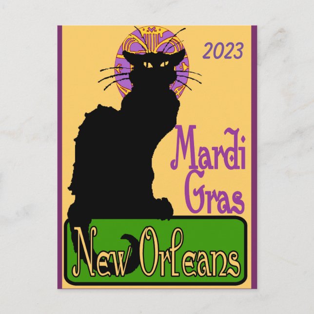 Mardi Gras Mask Chat Noir, add text Postcard (Front)