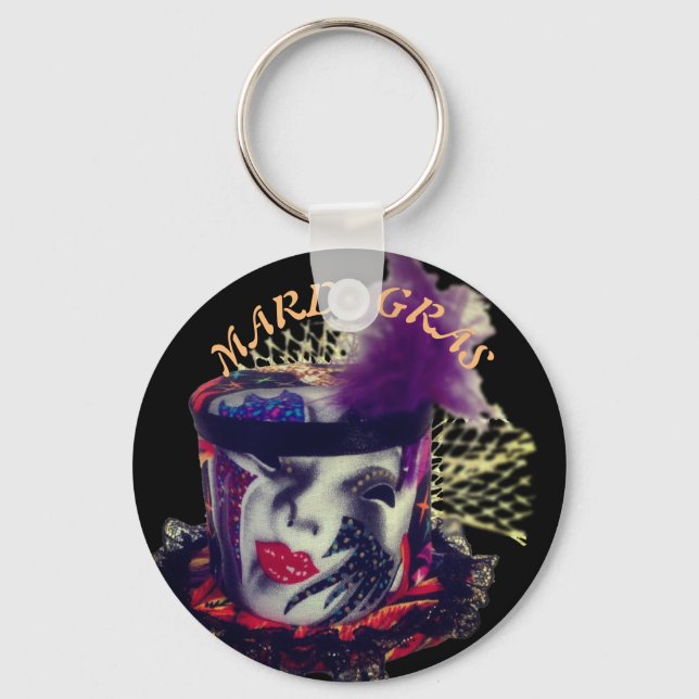 Mardi Gras Mask Colourful Key Ring (Front)