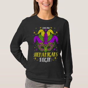 Mardi Gras Mask Costume Let The Shenanigans Begin T-Shirt