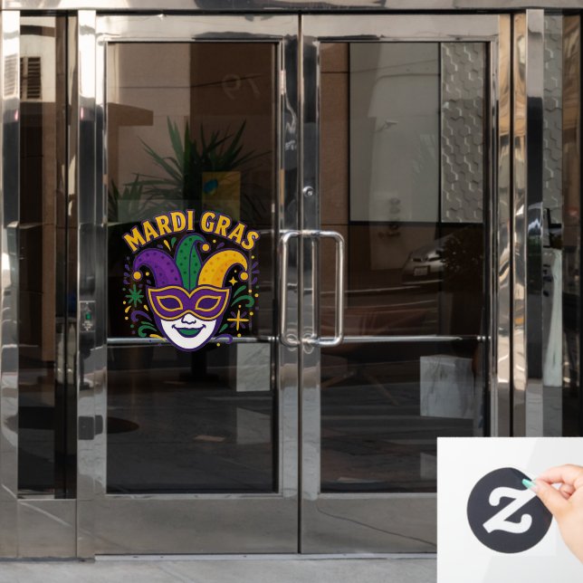 Mardi Gras mask Custom-Cut Vinyl Sticker (Office Door)