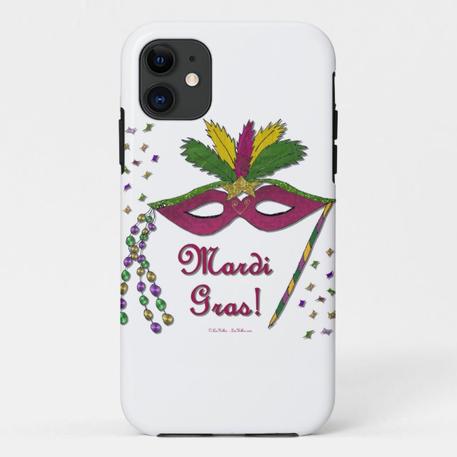 Mardi Gras Mask Feather Beads Case-Mate iPhone Case (Back)