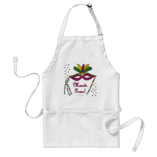 Mardi Gras Mask Feather Beads Standard Apron (Front)