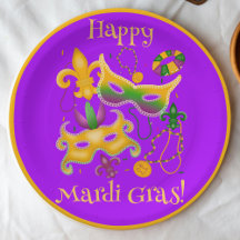 Mardi Gras Mask Fleur de Lis Beads King Cake