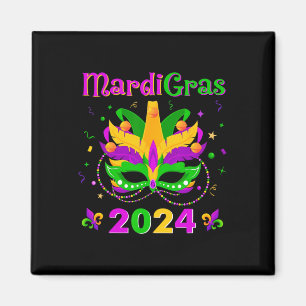 Mardi Gras Mask Fleur De Lys Beads Nola Carnival P Magnet