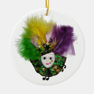 Mardi Gras Mask Gold Ceramic Tree Decoration