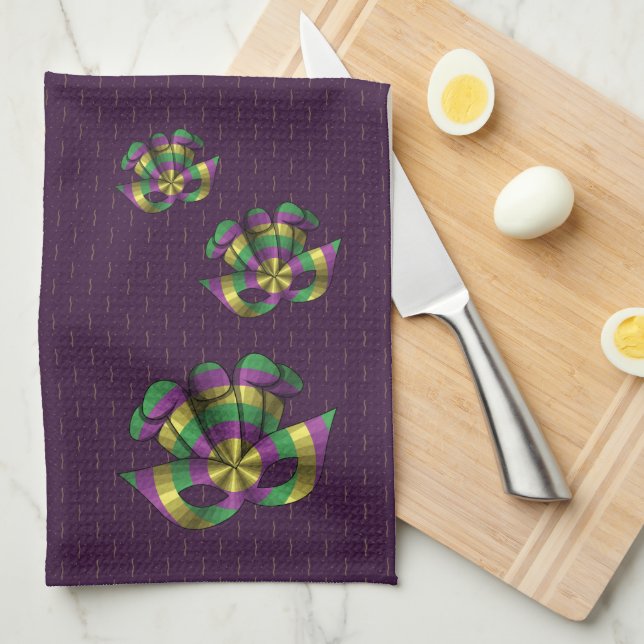 Mardi Gras Mask Hand Towel (Quarter Fold)