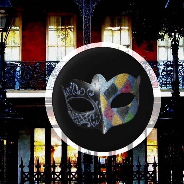 Mardi Gras Mask Harlequin, Scrollwork Pattern  3 Cm Round Badge (Creator Uploaded)