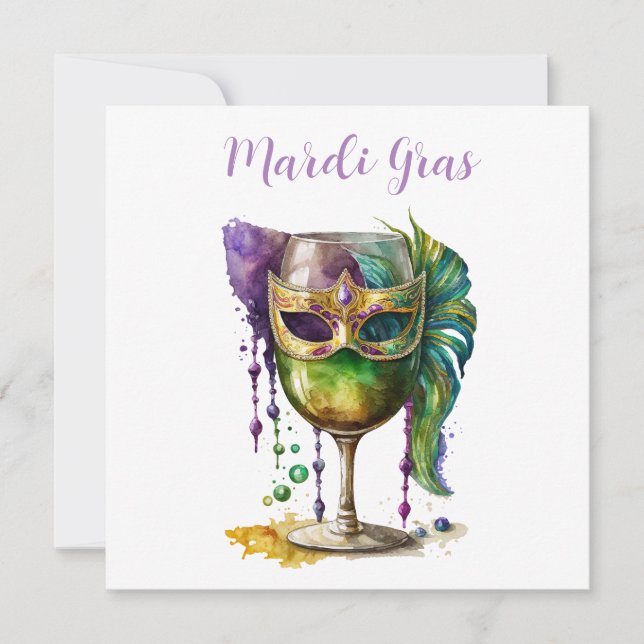Mardi Gras Mask  Invitation (Front)