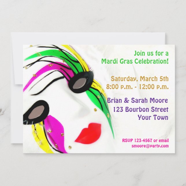 Mardi Gras Mask Invitation (Front)