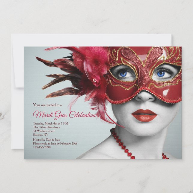 Mardi Gras Mask Invitation (Front)