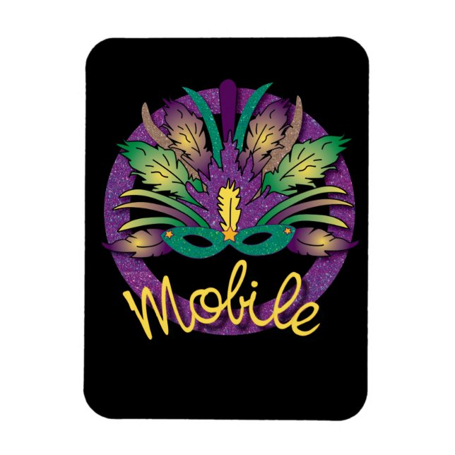 Mardi Gras Mask Magnet - Mobile, AL (Vertical)