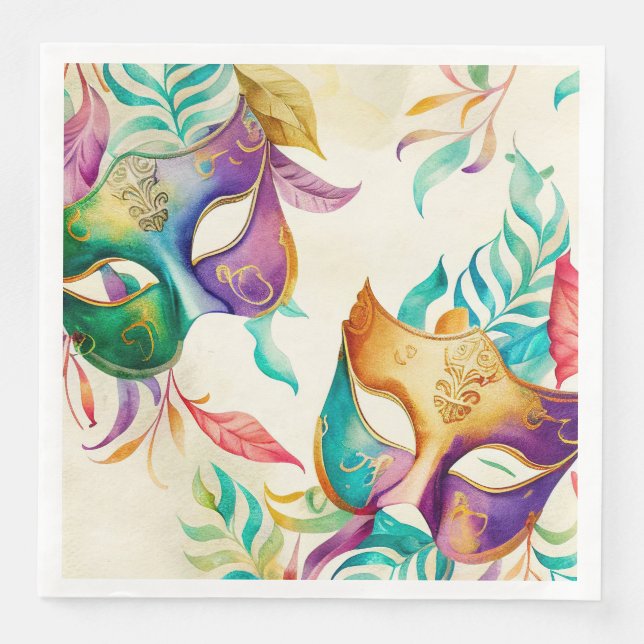 Mardi Gras Mask Paper Dinner Napkins (Front)