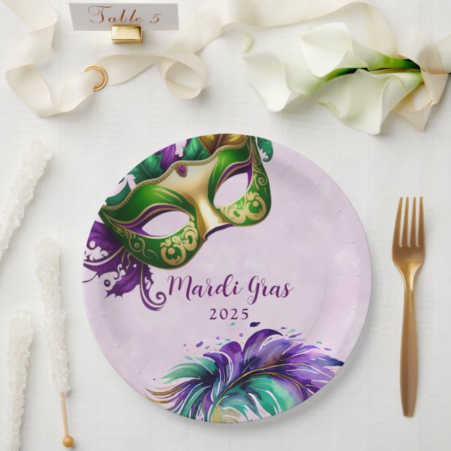 Mardi Gras Mask  Paper Plate (Wedding)