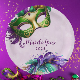 Mardi Gras Mask Paper Plate