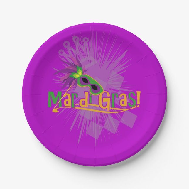 Mardi Gras Mask Paper Plate (Front)