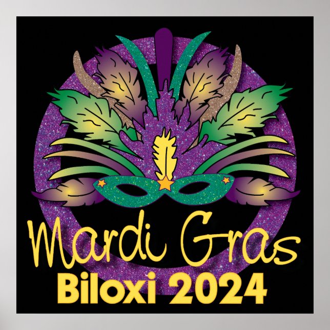 Mardi Gras Mask Poster - 2024 - Biloxi, MS (Front)