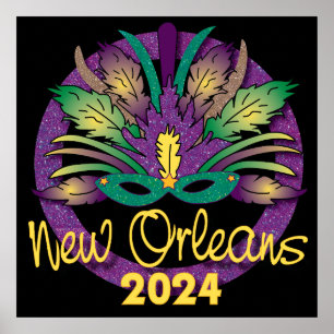 Mardi Gras Mask Poster - 2024 - New Orleans