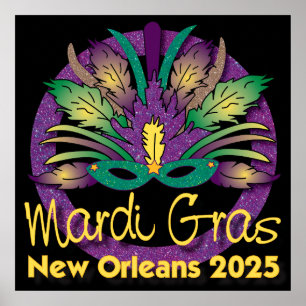 Mardi Gras Mask Poster - 2025 - New Orleans