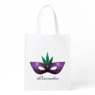 Mardi Gras Mask Purple Green Sparkles Personalise