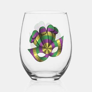 Mardi Gras Mask Stemless Wine Glass