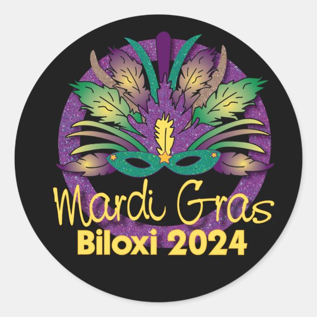 Mardi Gras Mask Sticker - 2024 - Biloxi, MS (Front)