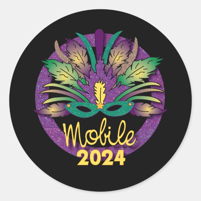 Mardi Gras Mask Sticker -2024 - Mobile, AL (Front)