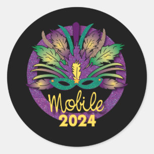 Mardi Gras Mask Sticker -2024 - Mobile, AL