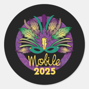 Mardi Gras Mask Sticker -2025 - Mobile, AL