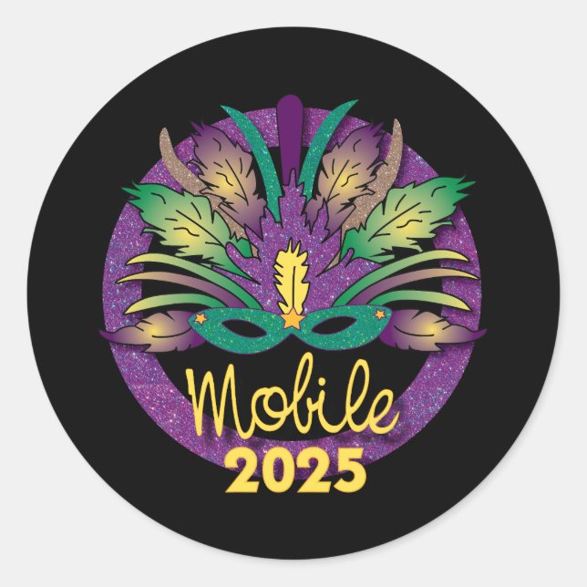Mardi Gras Mask Sticker -2025 - Mobile, AL (Front)