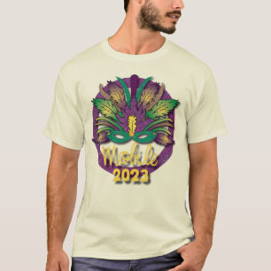 Mardi Gras Mask T-shirt 2023 - Mobile, AL (white)