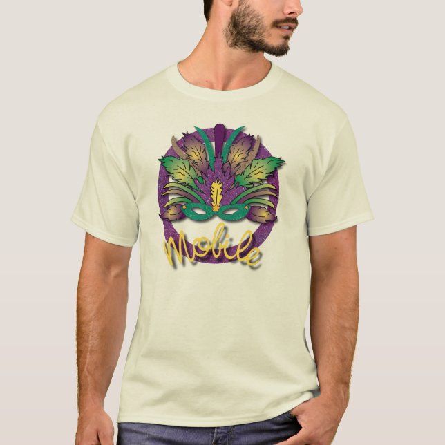 Mardi Gras Mask T-shirt - Mobile, AL (Front)