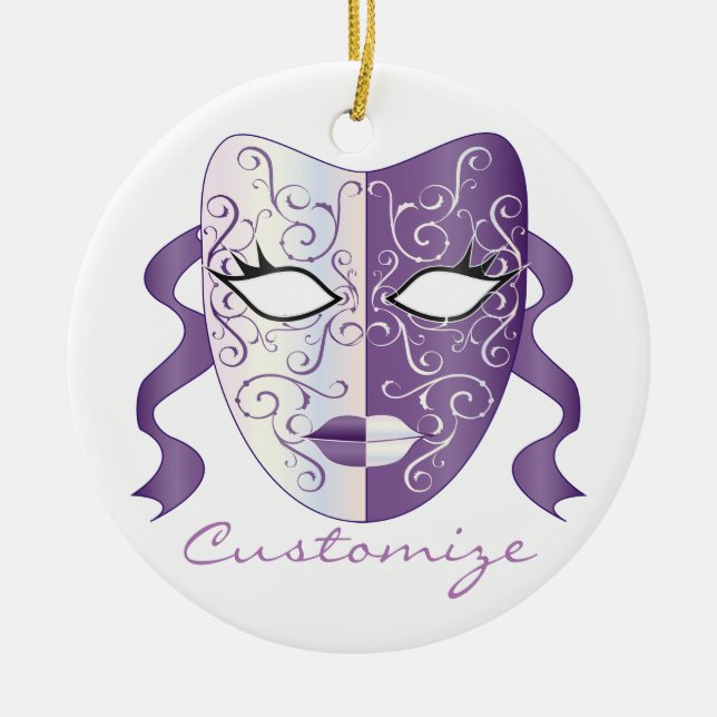 Mardi Gras Mask Thunder_Cove Ceramic Tree Decoration (Front)