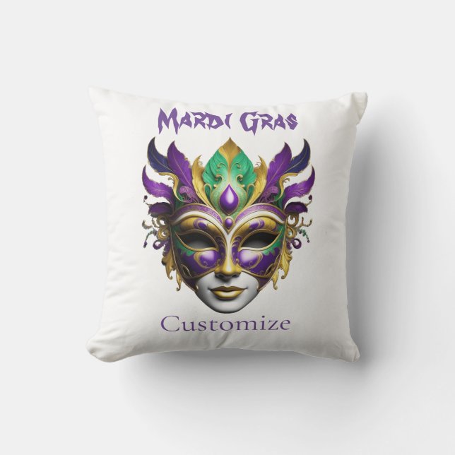 Mardi Gras Mask Thunder_Cove Cushion (Front)