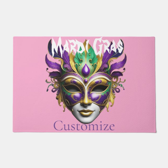 Mardi Gras Mask Thunder_Cove Doormat (Front)