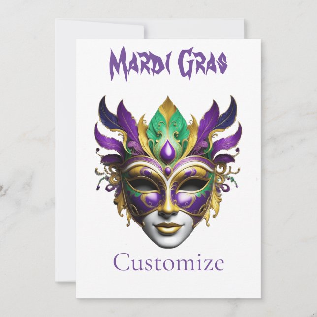 Mardi Gras Mask Thunder_Cove Invitation (Front)