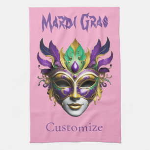 Mardi Gras Mask Thunder_Cove Tea Towel