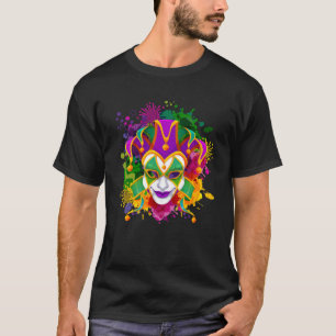 Mardi Gras Mask with Color Splash Back drop  Mardi T-Shirt