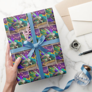 Mardi Gras Mask With Feathers Wrapping Paper