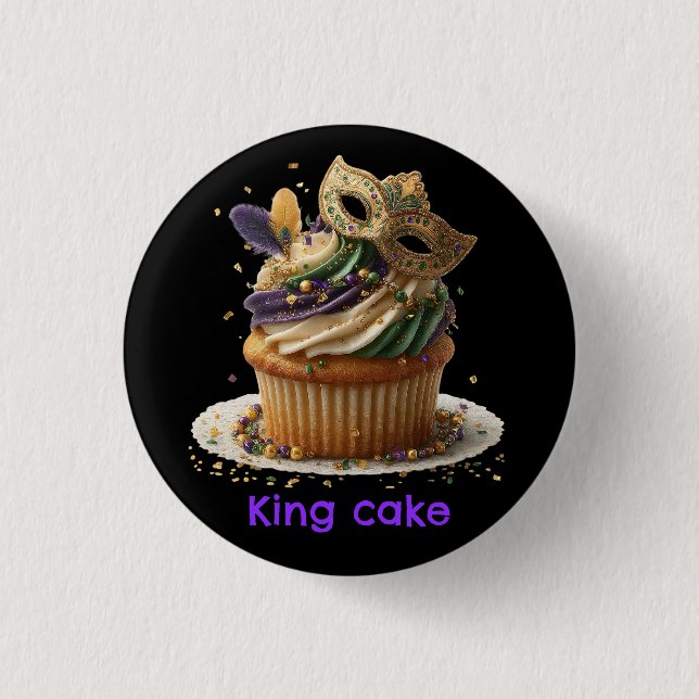 Mardi Gras Masked Cupcake Celebration 3 Cm Round Badge (Front)