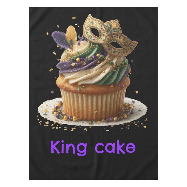 Mardi Gras Masked Cupcake Celebration Tablecloth (Front)