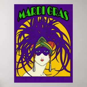 Mardi Gras Masked Woman Poster