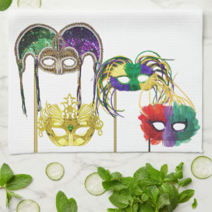 Mardi Gras Masks 1 Tea Towel