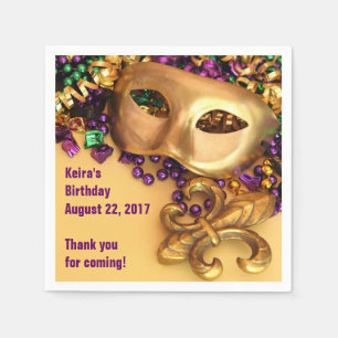 Mardi Gras Masks and Beads Paper Napkins