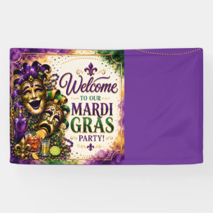 Mardi Gras Masks Purple Green Gold Party Banner