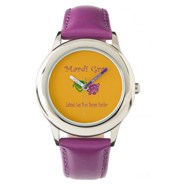 Mardi Gras Masks Rouler Watch (Front)