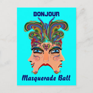 Mardi Gras Masquerade Comedy Drama View Hints Plse Invitation Postcard