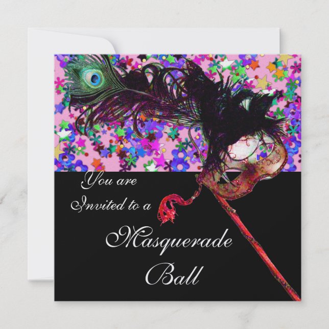 MARDI GRAS MASQUERADE & CONFETTI ice Invitation (Front)